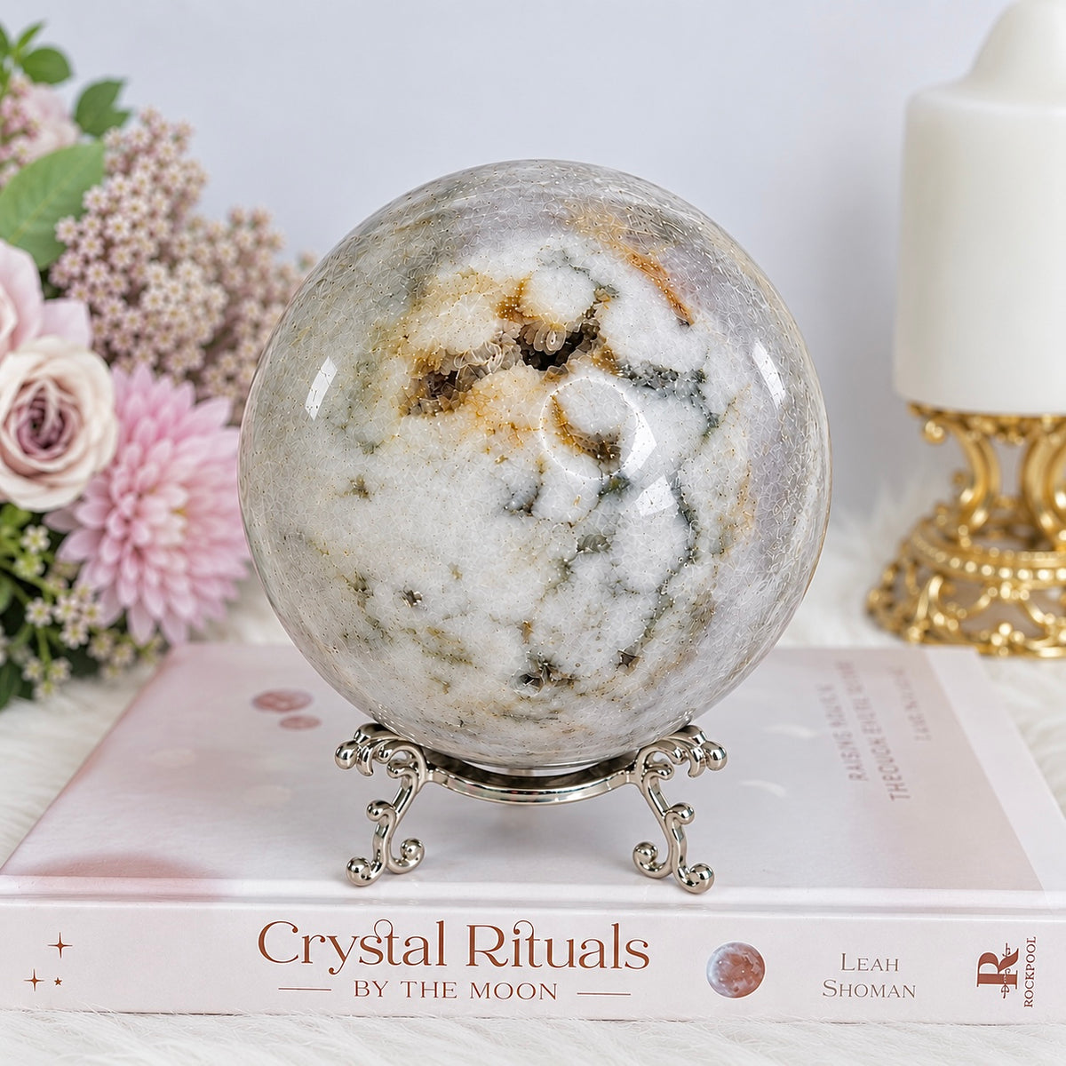 Large Natural Druzy Pink Amethyst Sphere On Stand 601grams