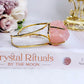 High Grade Raw Rose Quartz Chunky Adjustable Gold Plated Bracelet From Brazil In Gift Bag