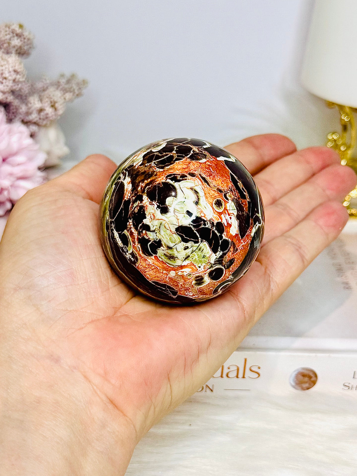 Money Agate Sphere on Stand 224g