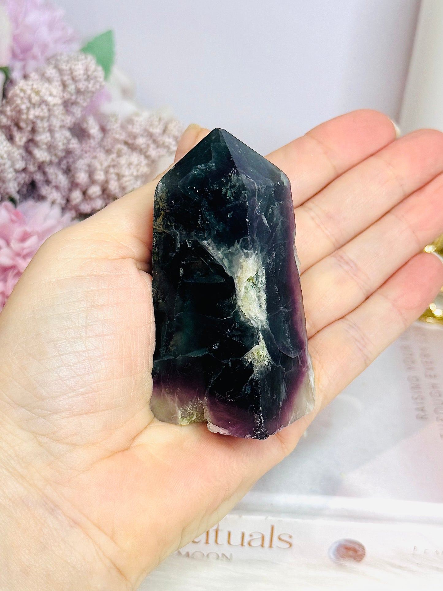 Druzy Rainbow Fluorite Tower 8cm