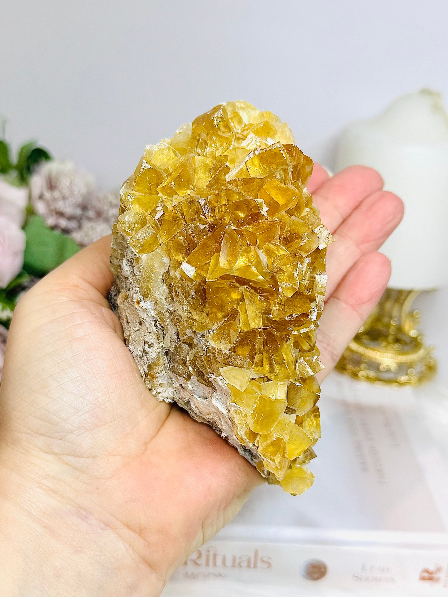 Cubed Yellow Calcite Specimen 12.5cm 351g