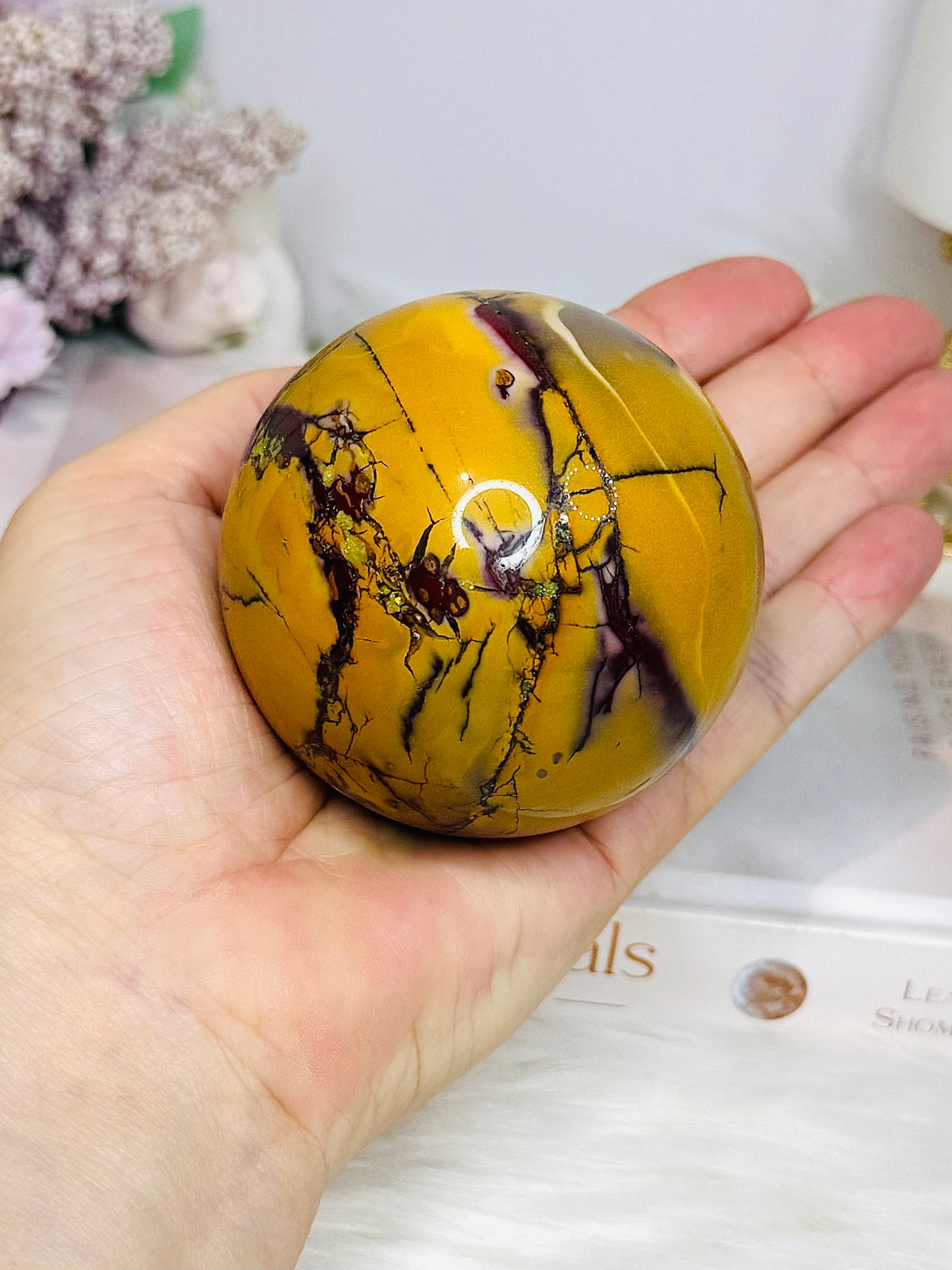 Large Mookaite Jasper Sphere on Stand 412g