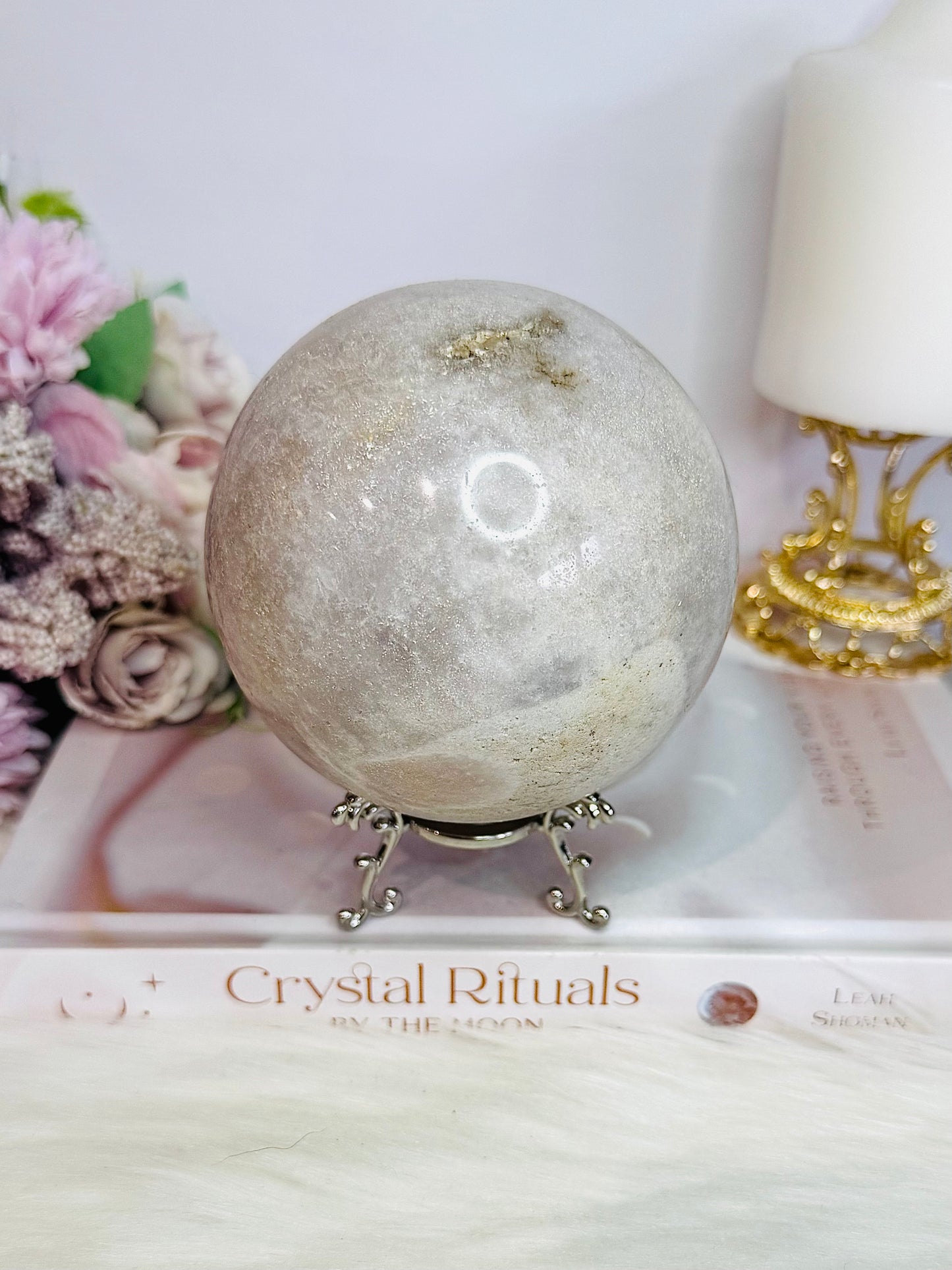 ⚜️ SALE ⚜️ Gorgeous Huge Natural Druzy Pink Amethyst Sphere on Stand 921grams