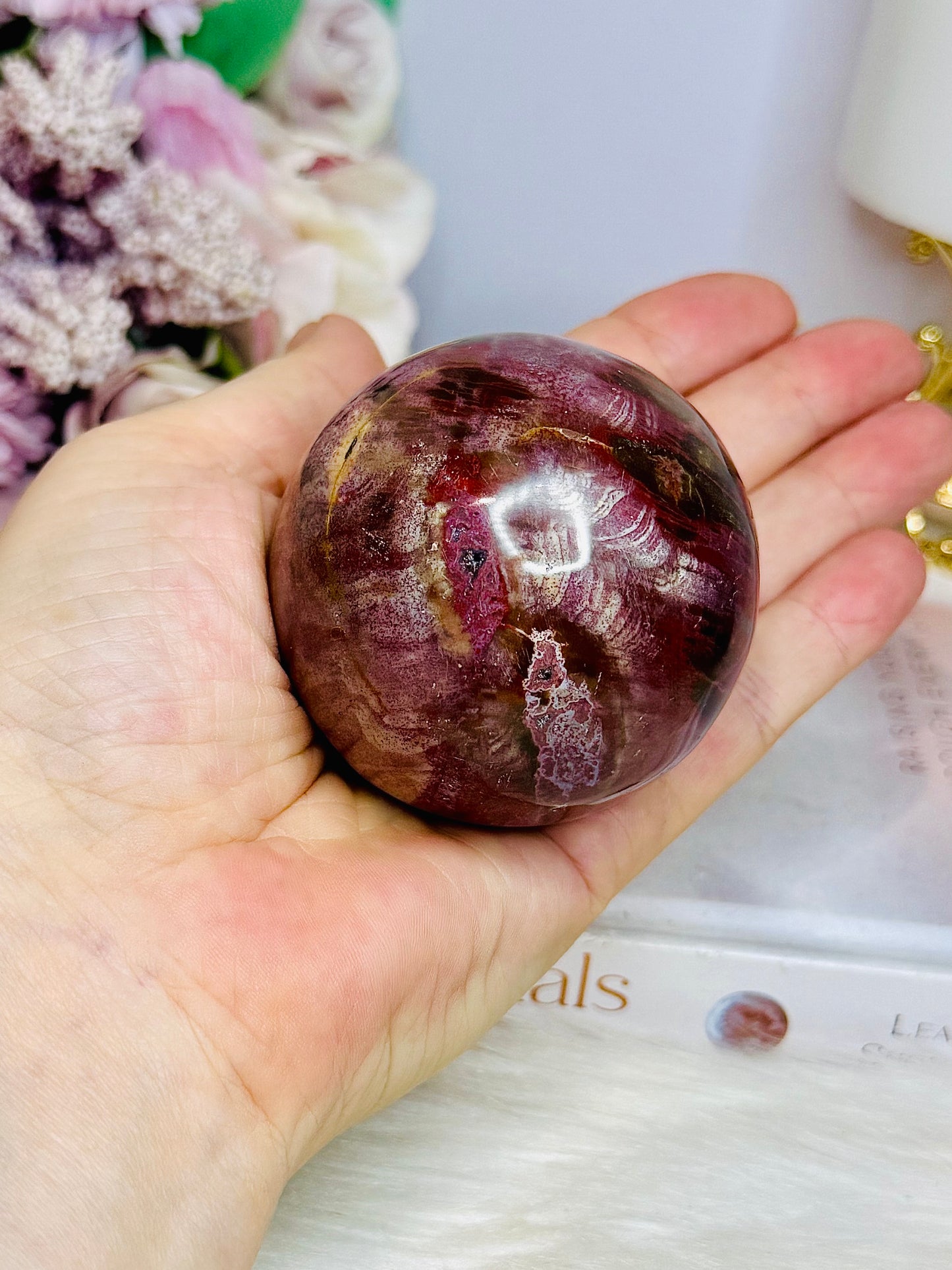 Petrified Wood Polished Sphere on Stand 276g