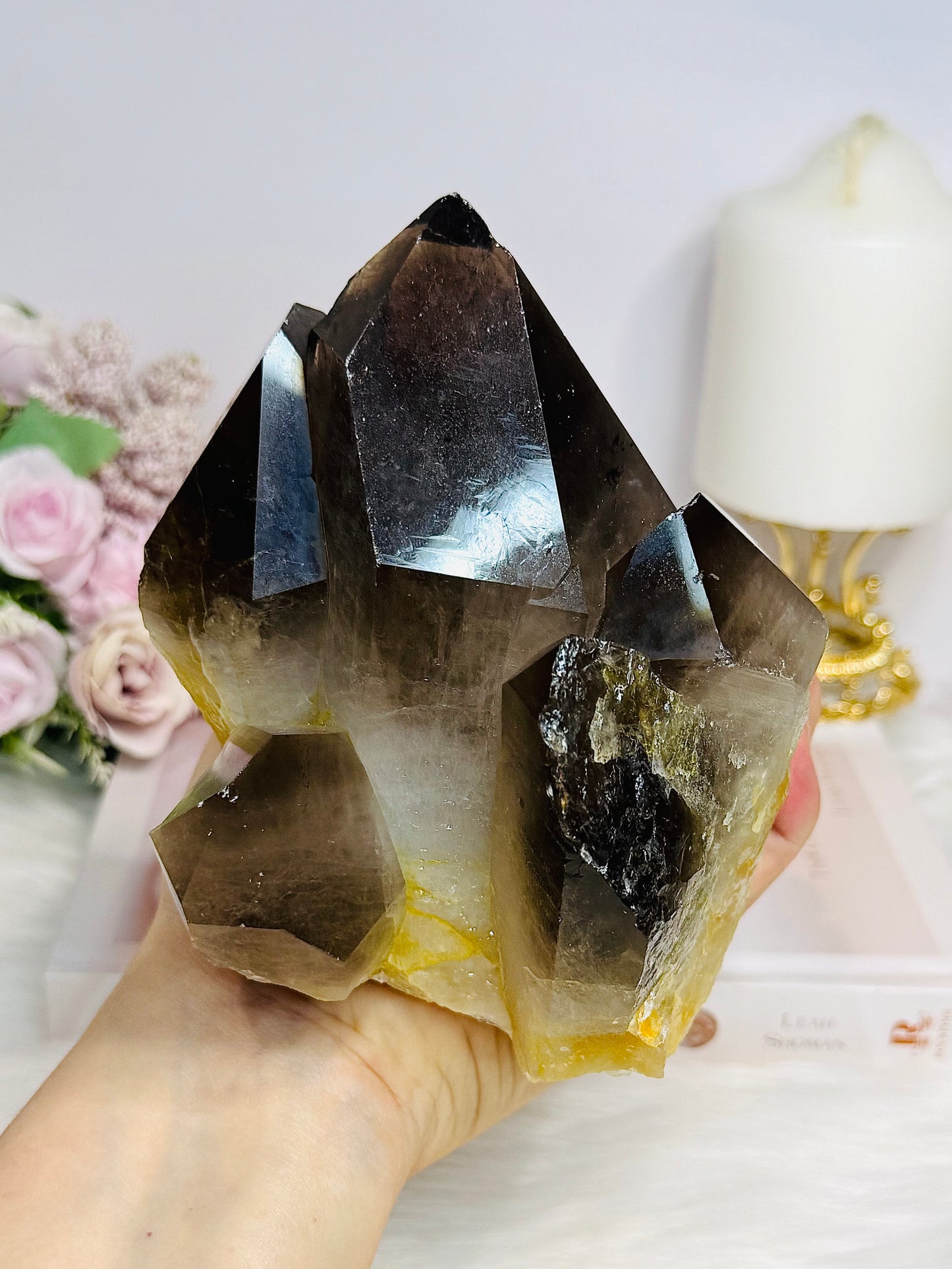 Large Smokey Quartz Cluster Freeform 1.3KG 13cm