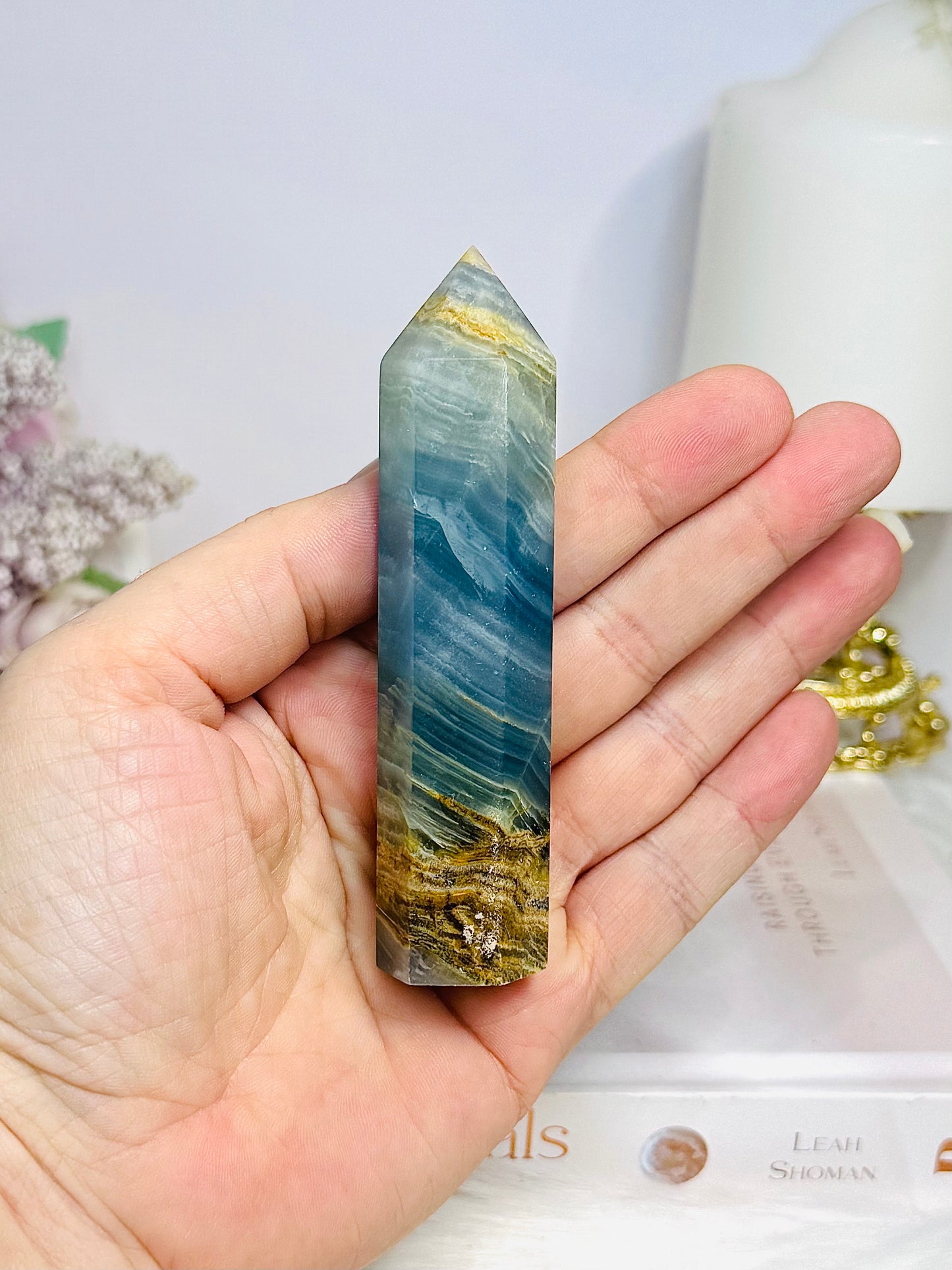 Natural Blue Onyx Tower 9.5cm