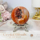 High Grade Druzy Carnelian Sphere on Stand 295g