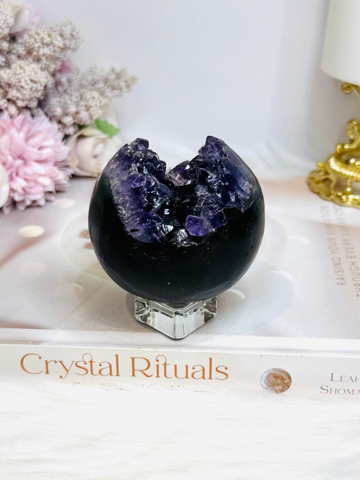 Druzy Amethyst Sphere on Stand 279g