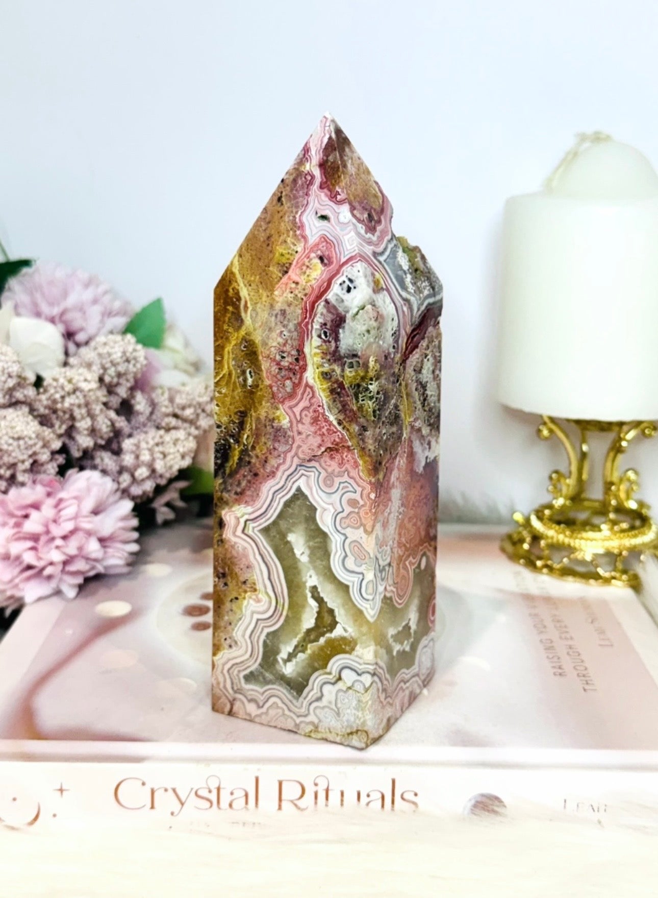 Large Mexican Lace Agate Chunky Tower 16cm