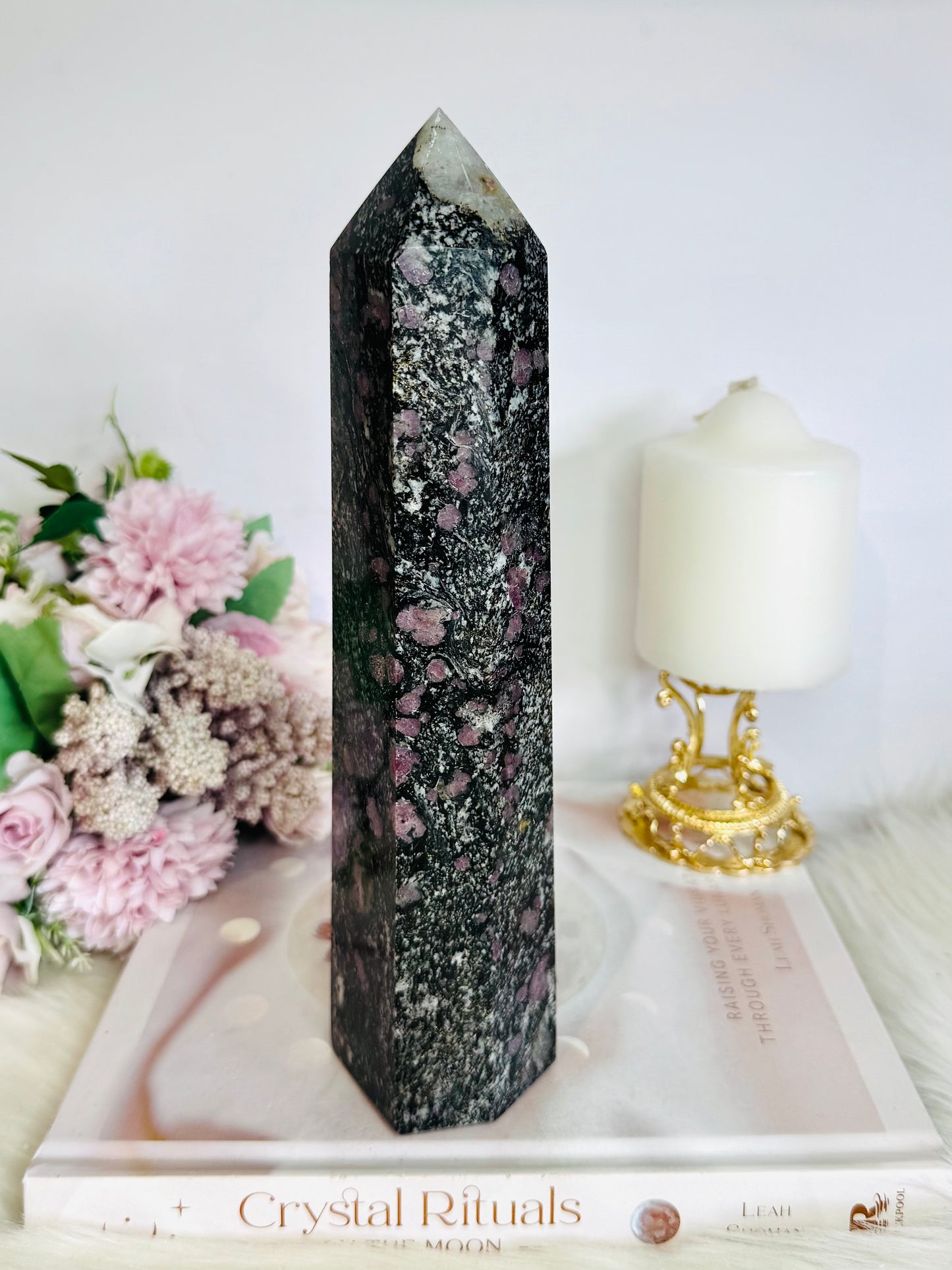 Huge Black & Pink Tourmaline In Matrix Chunky Tower 24cm 1.2KG
