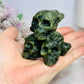 Green Jade 3 Skull & Cross Bones Carving 7cm