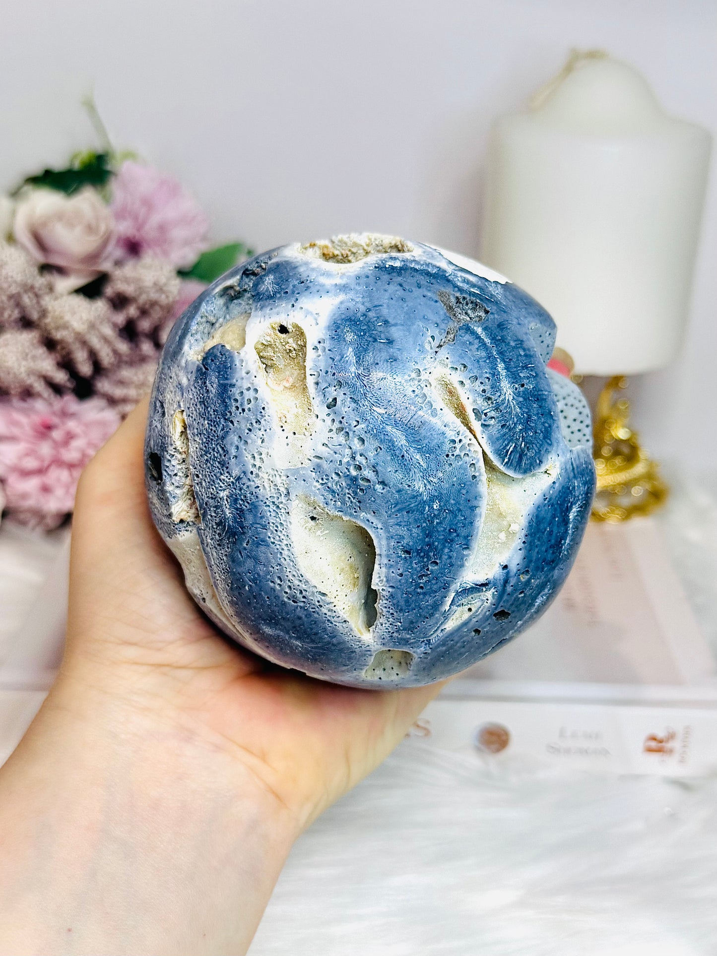 Natural Blue Coral Fossil 824g