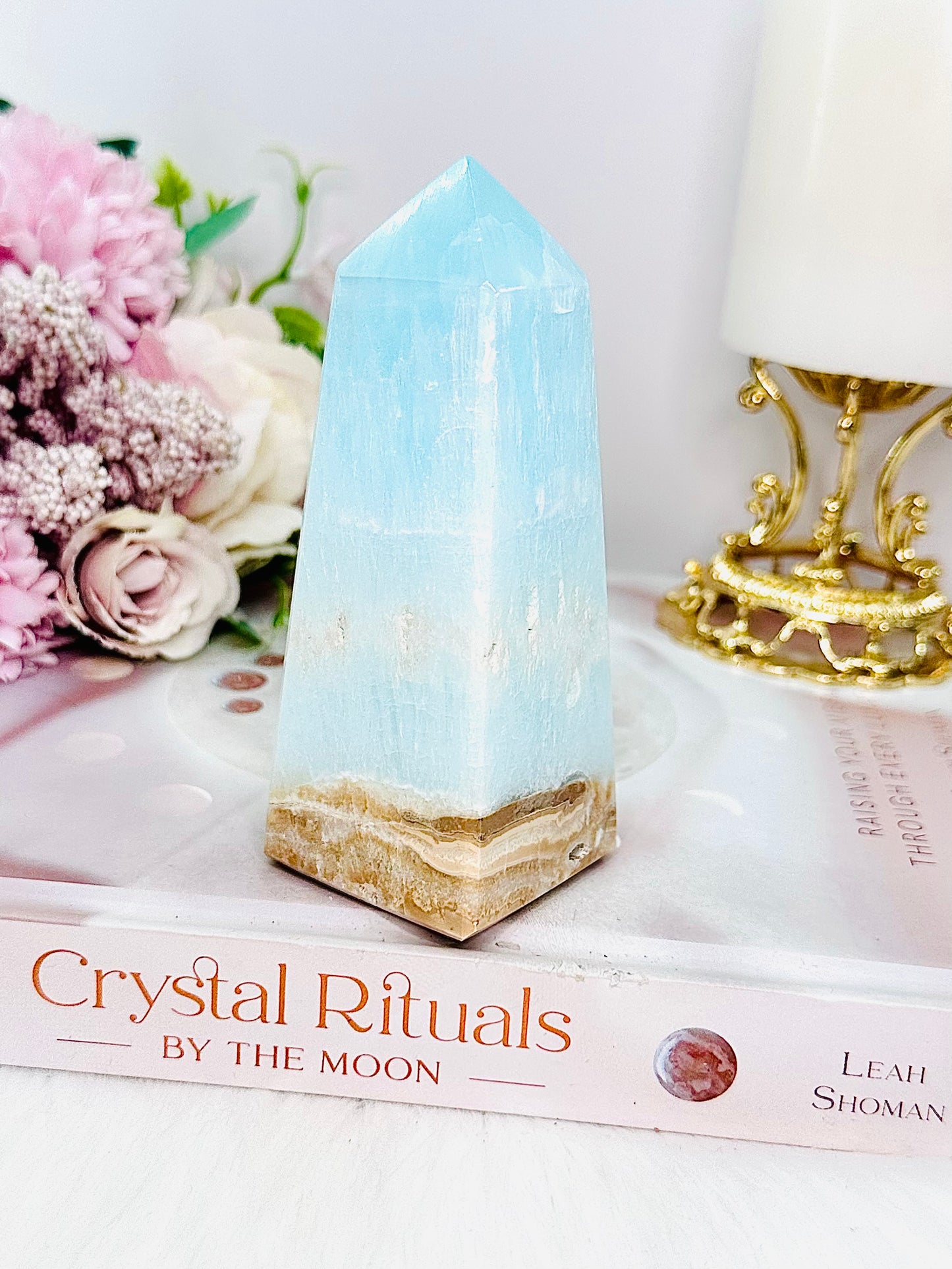 Absolutely Stunning High Grade Caribbean Calcite Chunky Obelisk | Tower 11.5cm