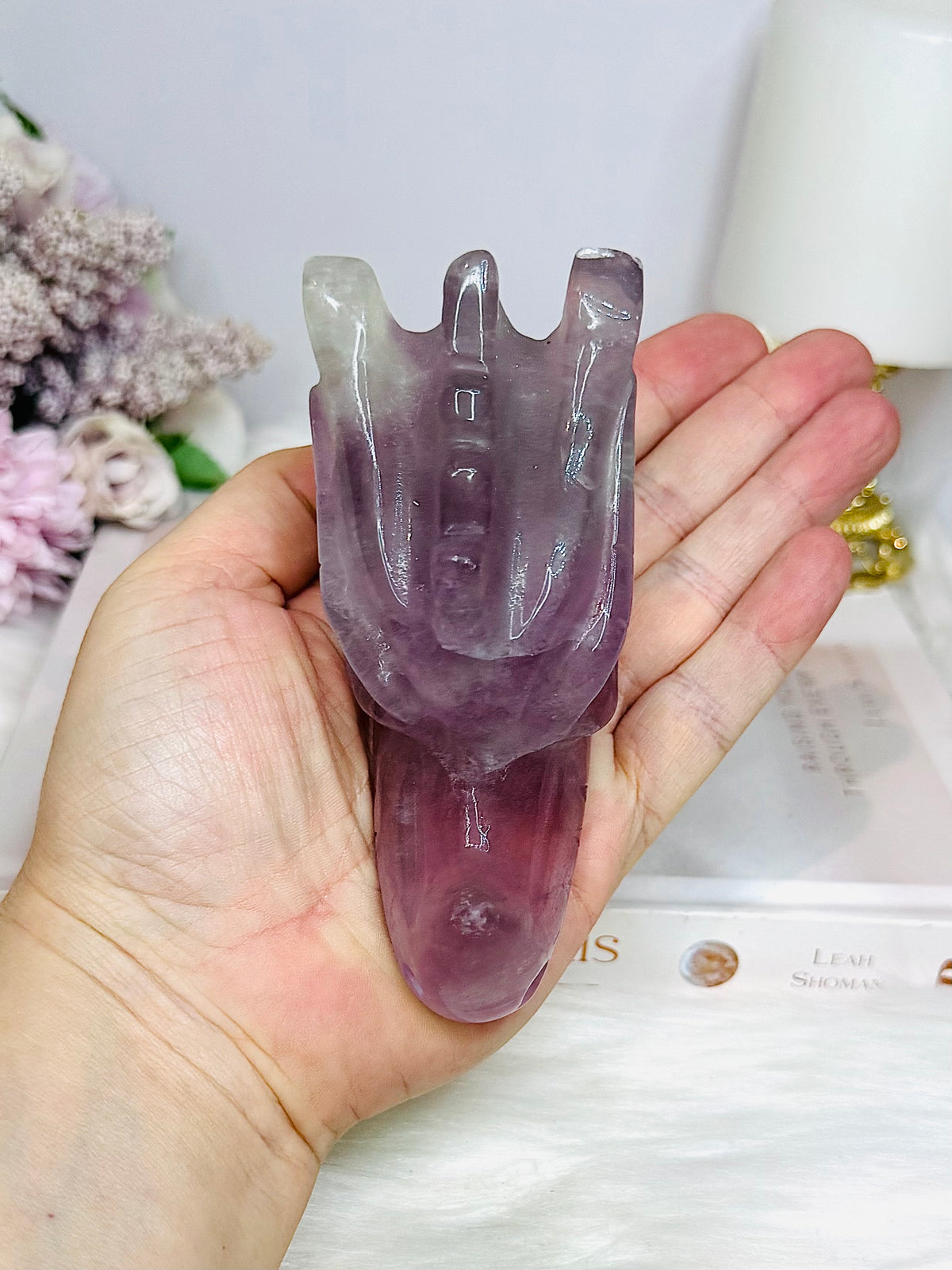 Purple Fluorite Carved Dragon 11cm 394g