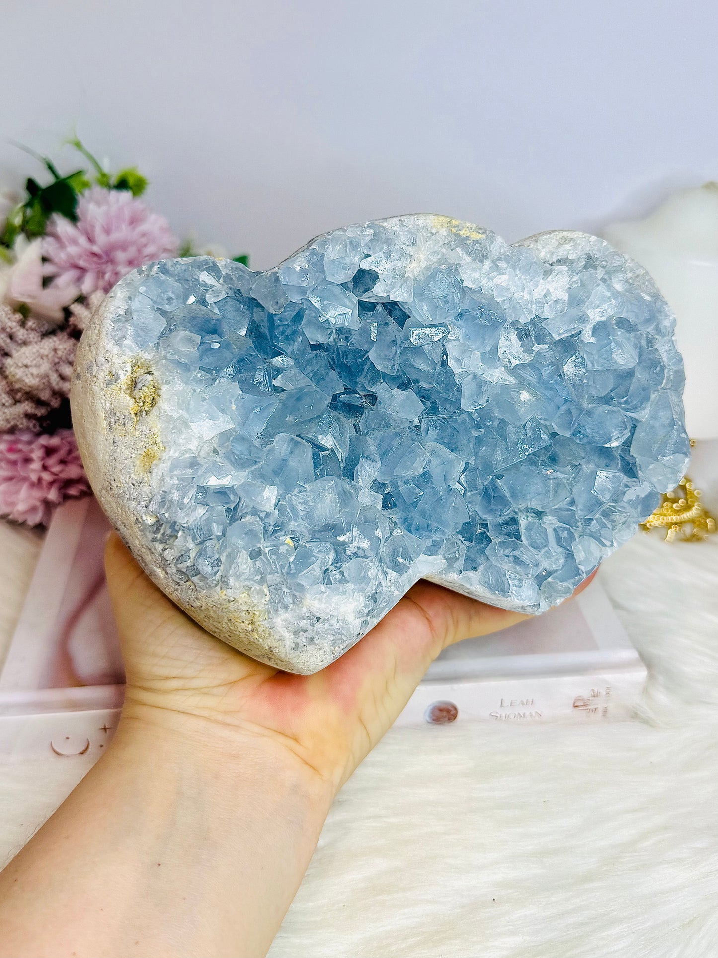 Huge Blue Celestite Cluster Double Heart 17cm 3KG