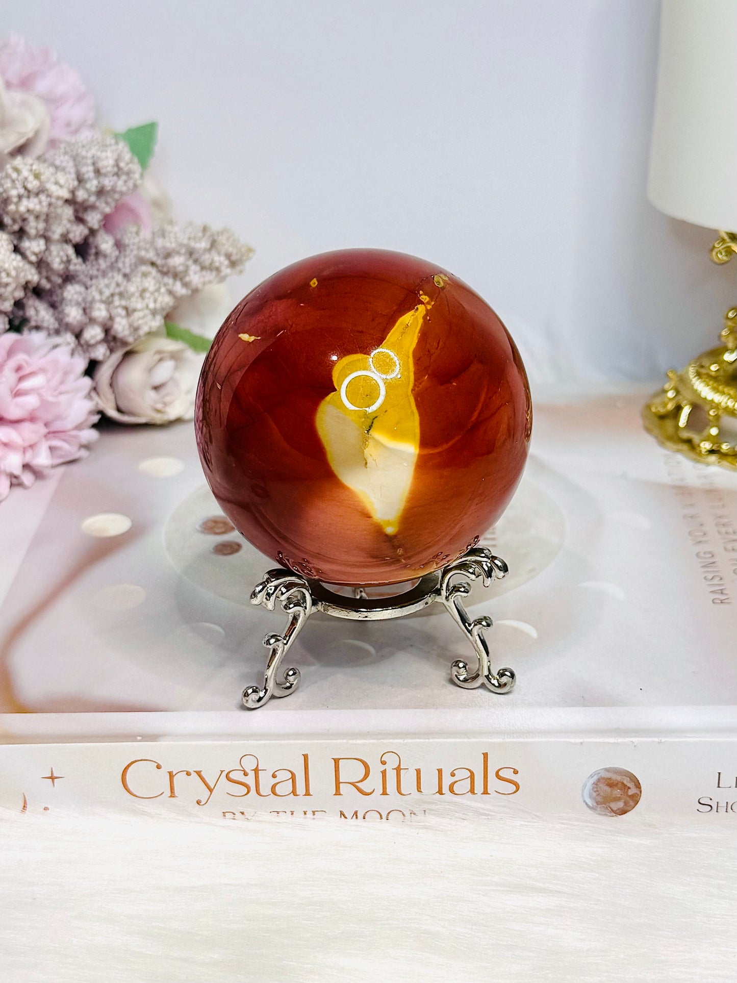 Large Mookaite Jasper Sphere on Stand 330g