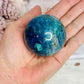 Stunning Natural High Grade Chrysocolla Carved Sphere on Stand 238grams