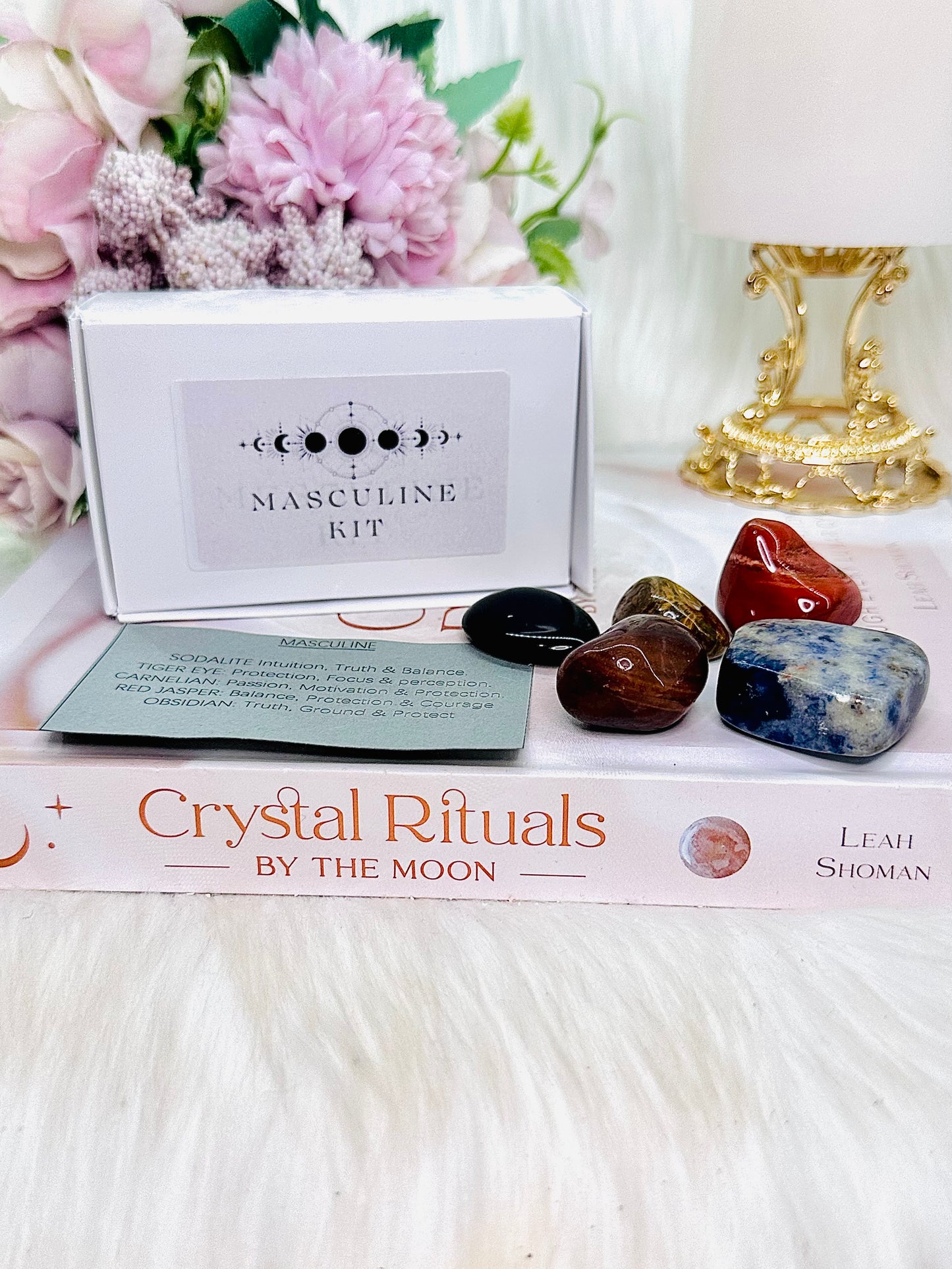 Masculine Crystal Kit ~ 5 Crystals and Card in Box