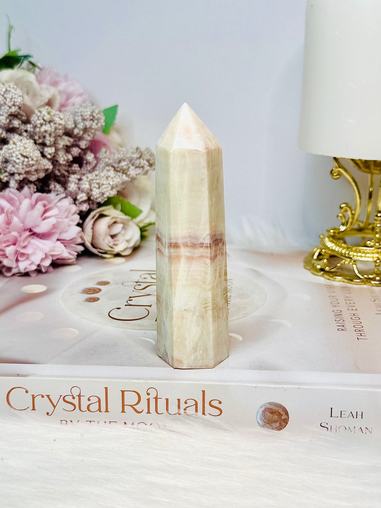 Pink Banded Calcite | Pork Stone Tower 9.5cm