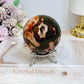 Large Red Moss Agate Druzy Sphere on Stand 452g