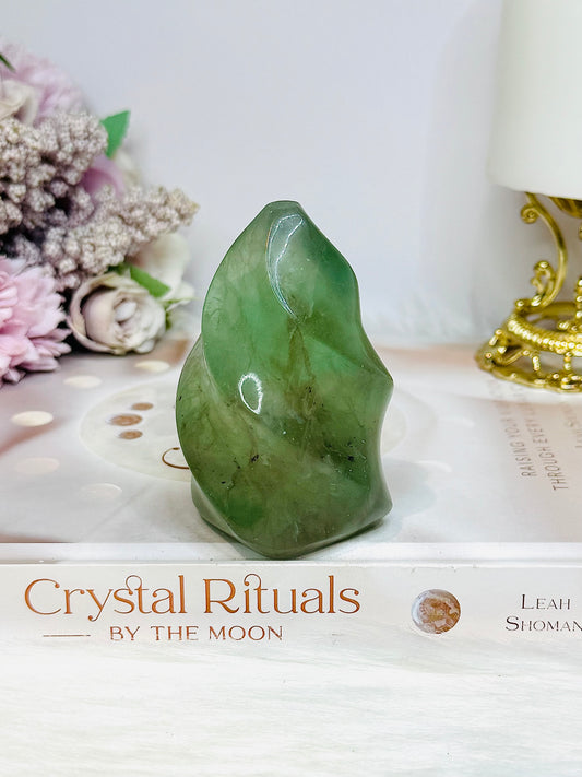 Green Fluorite Carved Flame 8cm 325g