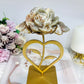 Large High Grade Moonstone Rose With Flash on Gold Stand 18cm