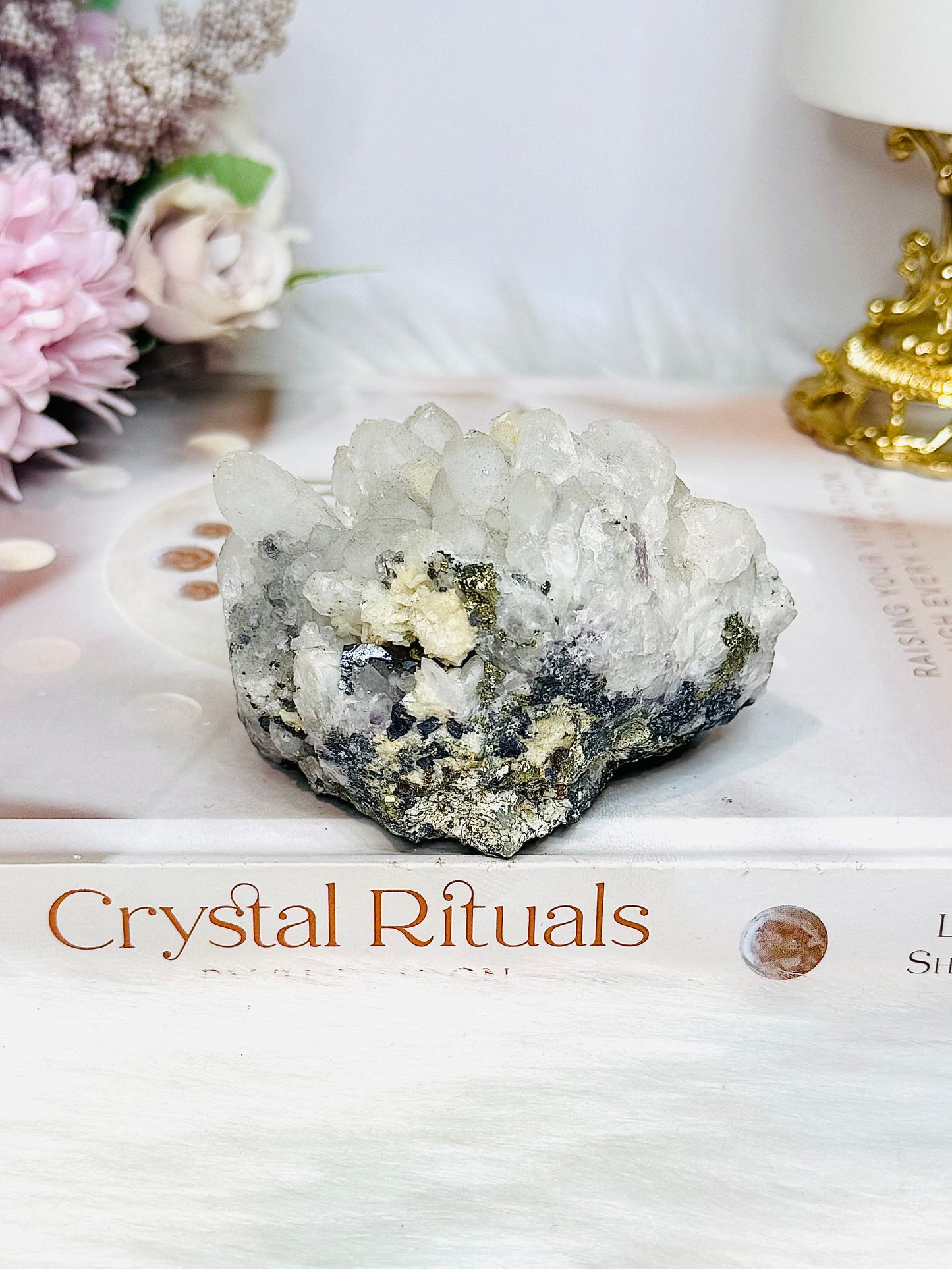 Quartz Cluster in Pyrite 8cm