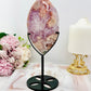 Rare Stunning Large 21cm Pink Amethyst X Flower Agate Freeform on Stand