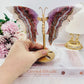 High Grade Amethyst Agate Wings On Gold Stand From Brazil 14cm Tall (Inc Stand)