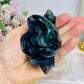 Fluorite Carved Flower On Stand 10cm 315g