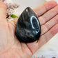 Beautiful Silver Obsidian Carved Flame 6.5cm