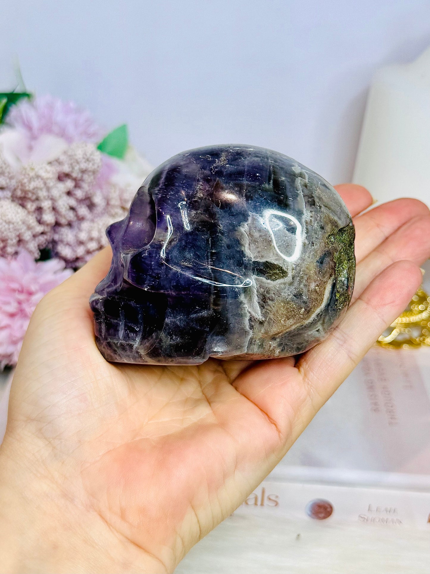 Chevron | Dream Amethyst Carved Skull 521g