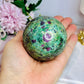 Large Ruby In Fuchsite Sphere UV Reactive On Stand 399g