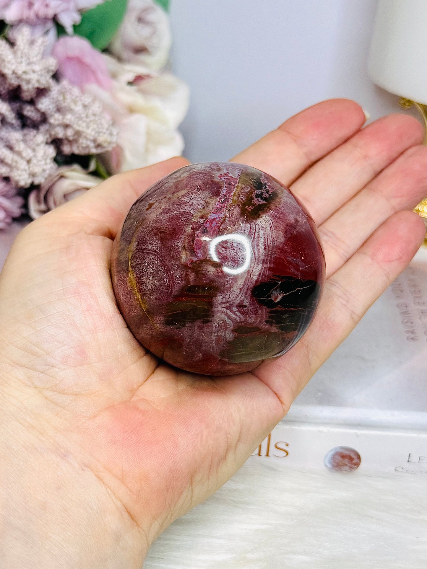 Petrified Wood Polished Sphere on Stand 276g
