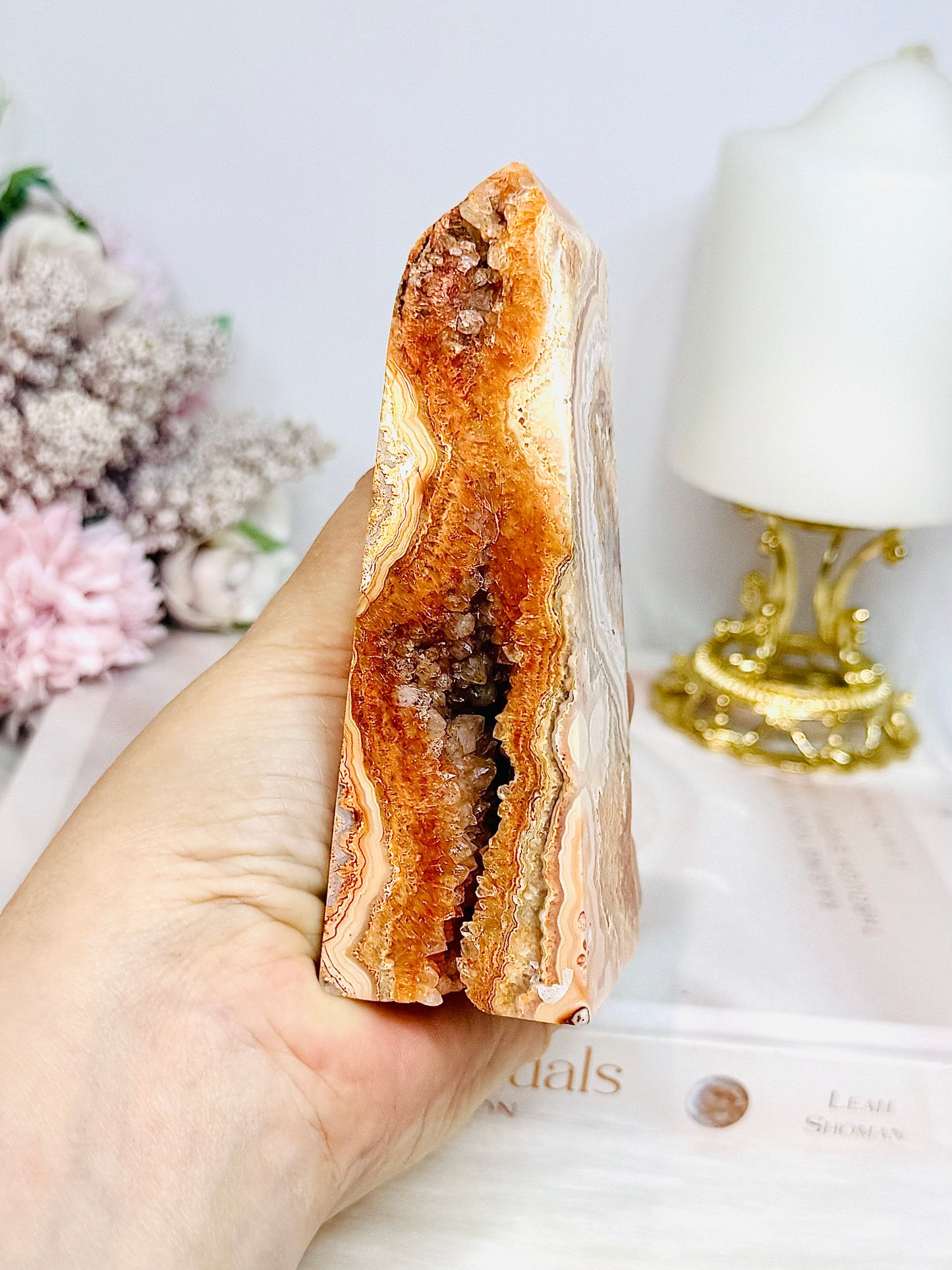 Crazy Lace Mexican Agate Druzy Tower | Obelisk 11.5cm