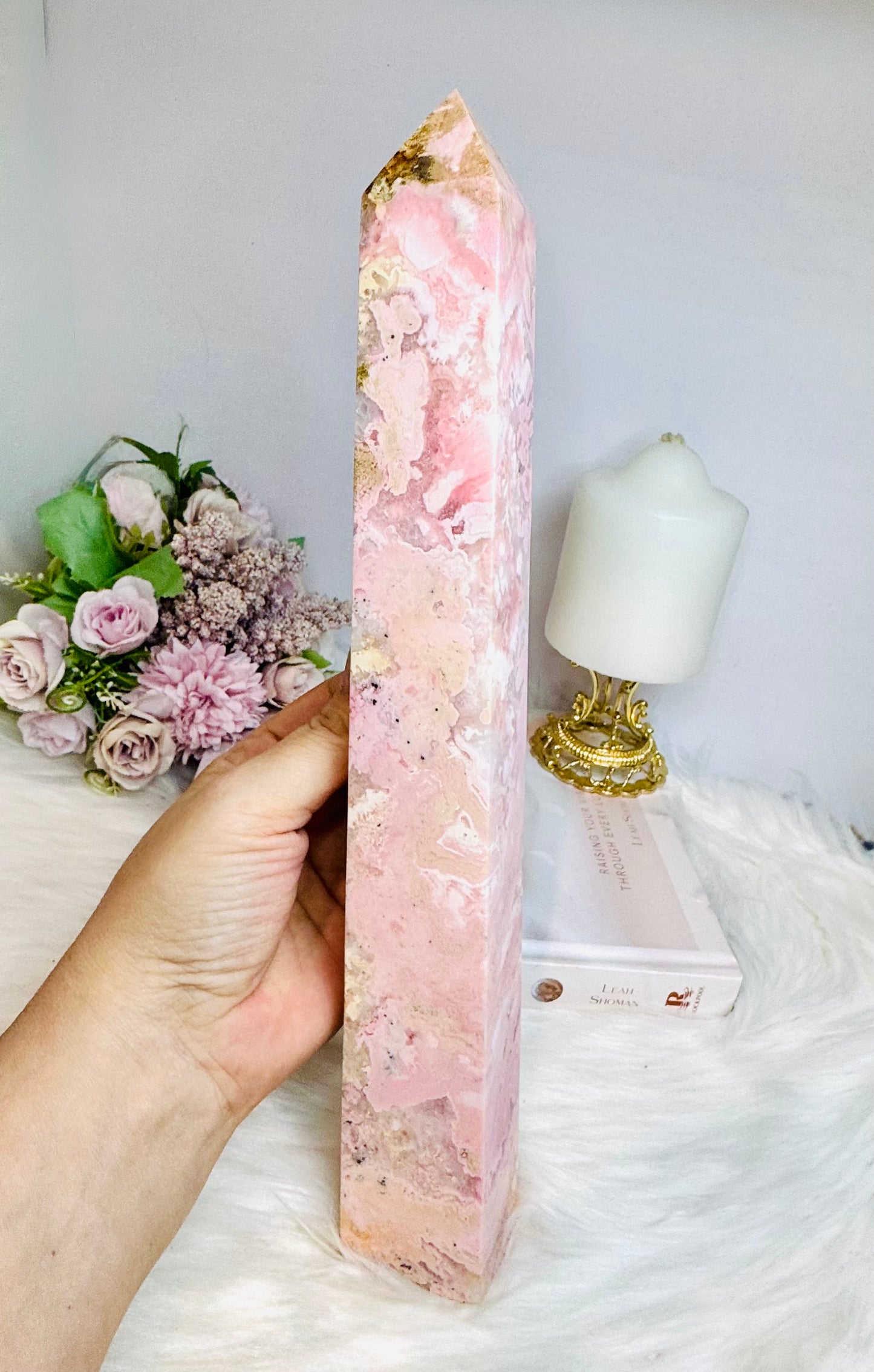 Huge Pink Peruvian Rhodochrosite Tower 29cm 993grams