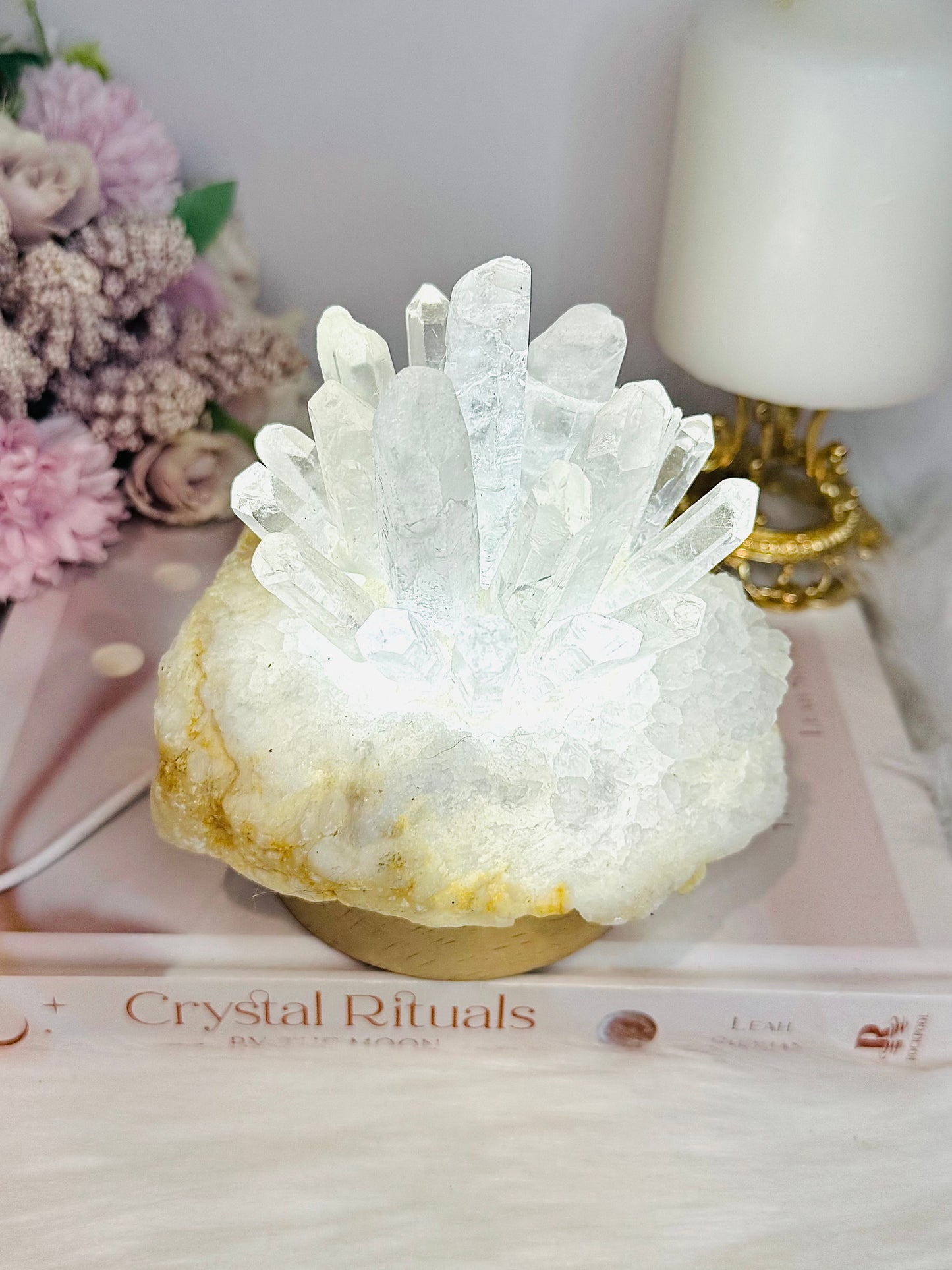Large Clear Quartz Pineapple Lamp on Light Stand 810g