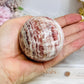 Pink Banded Calcite | Pork Stone Sphere On Stand 307g