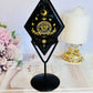 A Powerful Protection Stone ~ Beautiful Black Obsidian Carved Diamond with Gold Evil Eye Print (Print is on both sides) 20cm