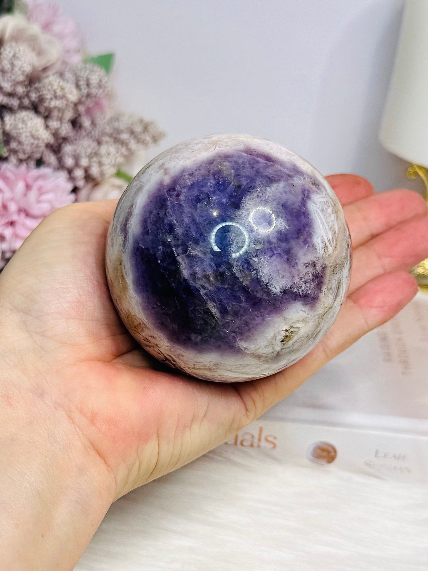 Large Chevron Amethyst Sphere on Stand 502g