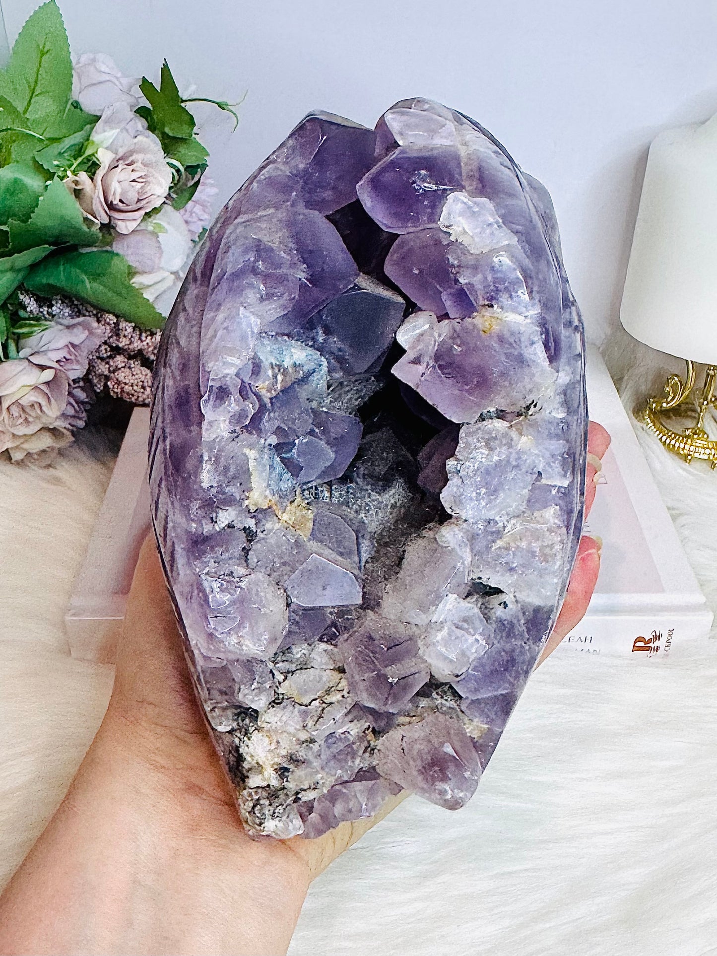 Huge Amethyst Druzy Carved Skull 18.5cm 2.46KG