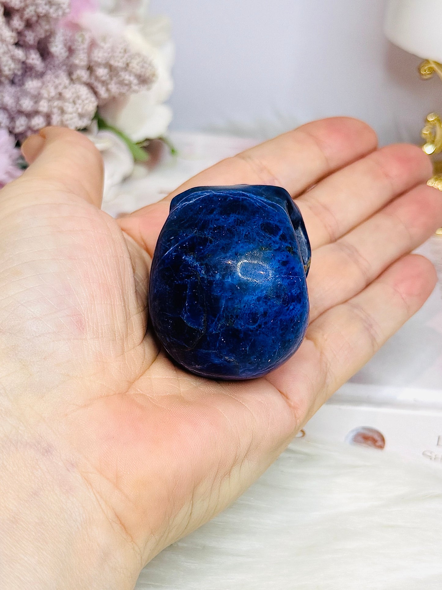 High Grade Blue Sodalite Carved Skull 6cm