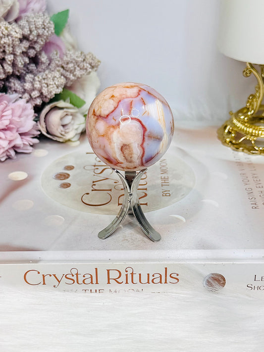 Flower Carnelian Sphere On Stand 110g