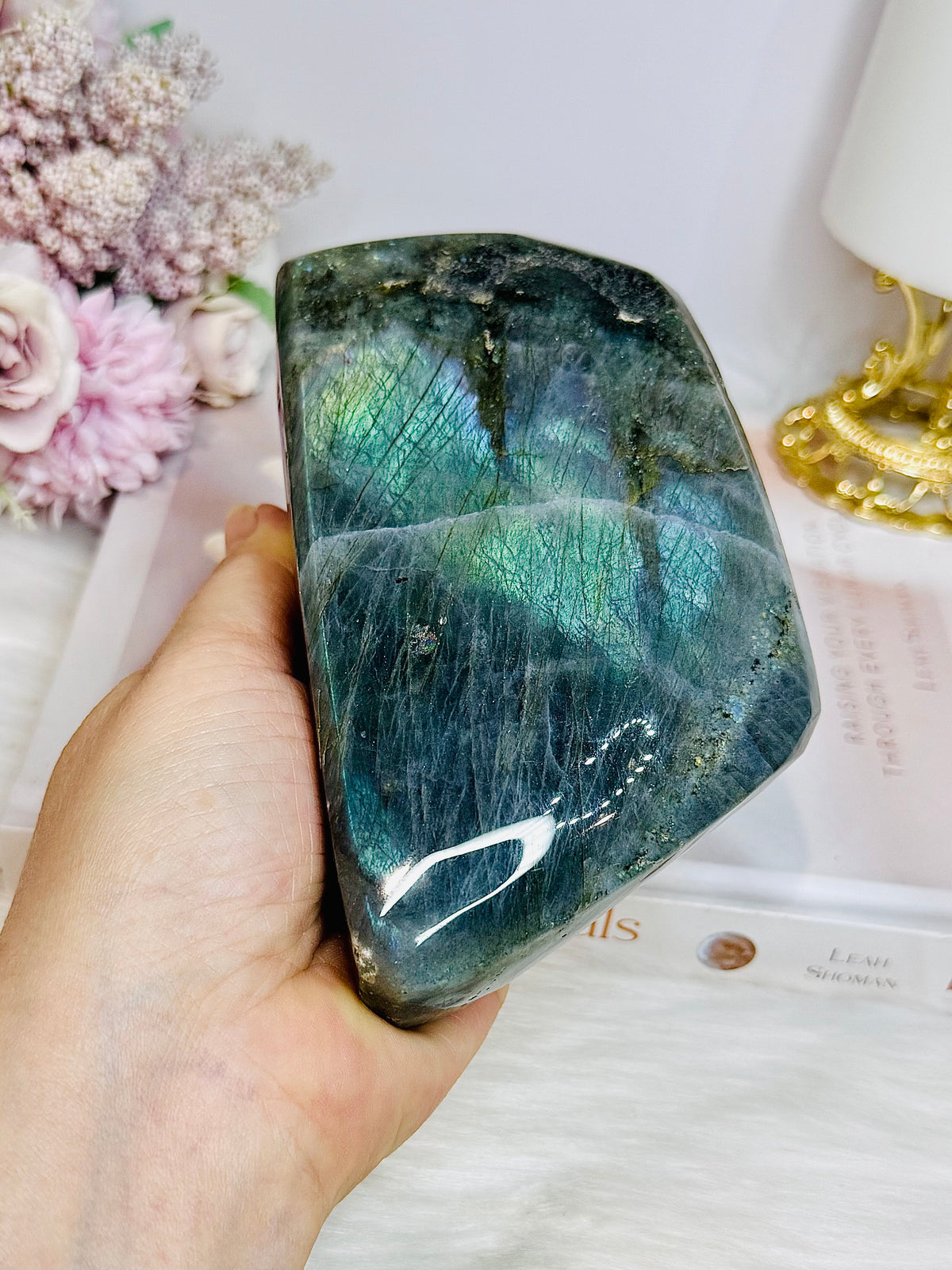 Large Labradorite Freeform Full of Flash 15cm 1.08KG ~ Discounted as chip on edge