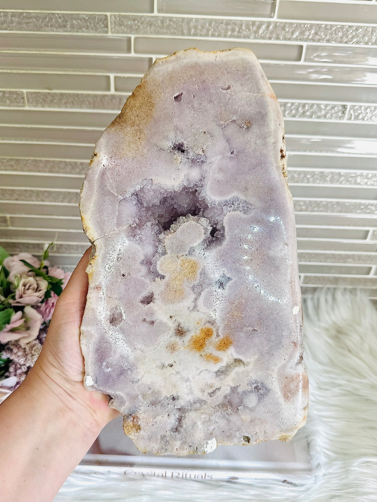 Statement Piece ~ Huge Pink Amethyst Druzy Chunky Butterfly Wings On Stand 33cm x 34cm 4.2KG