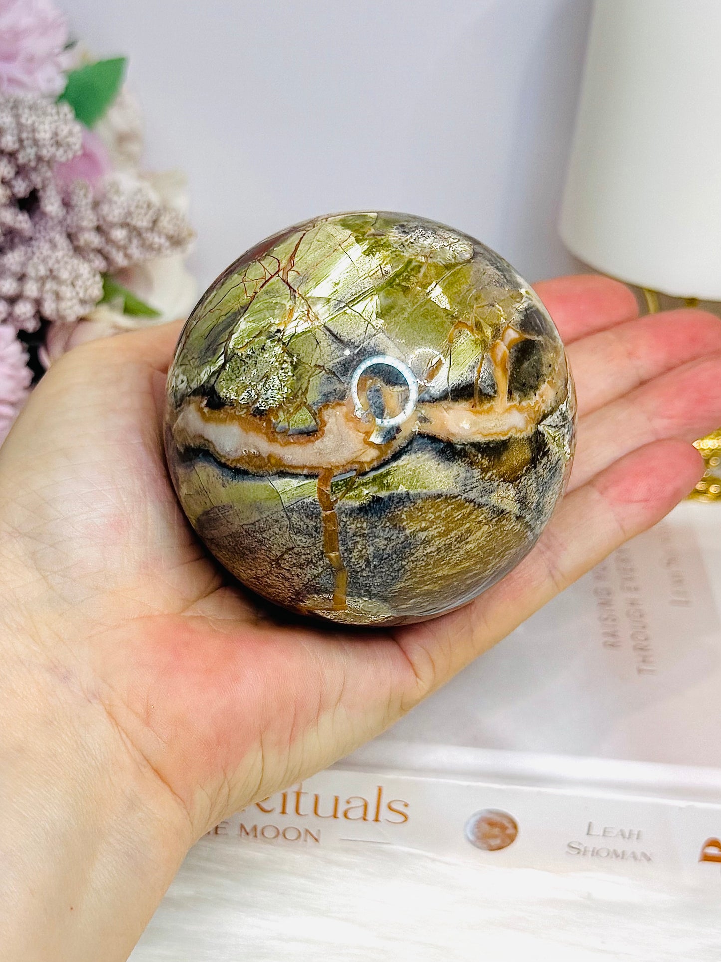 Large Money Agate Sphere on Stand 510g