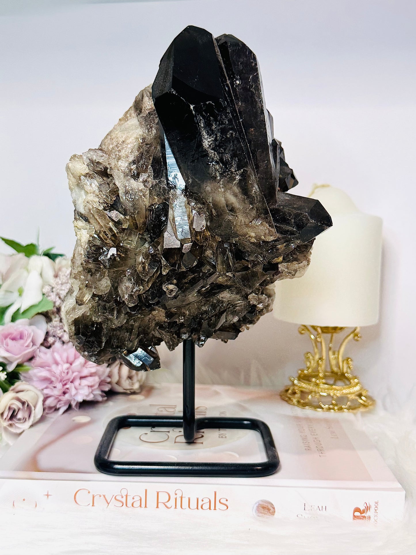 ✨ SALE ✨ Large Smokey Quartz Cluster On Stand From Brazil 2.09KG 22cm