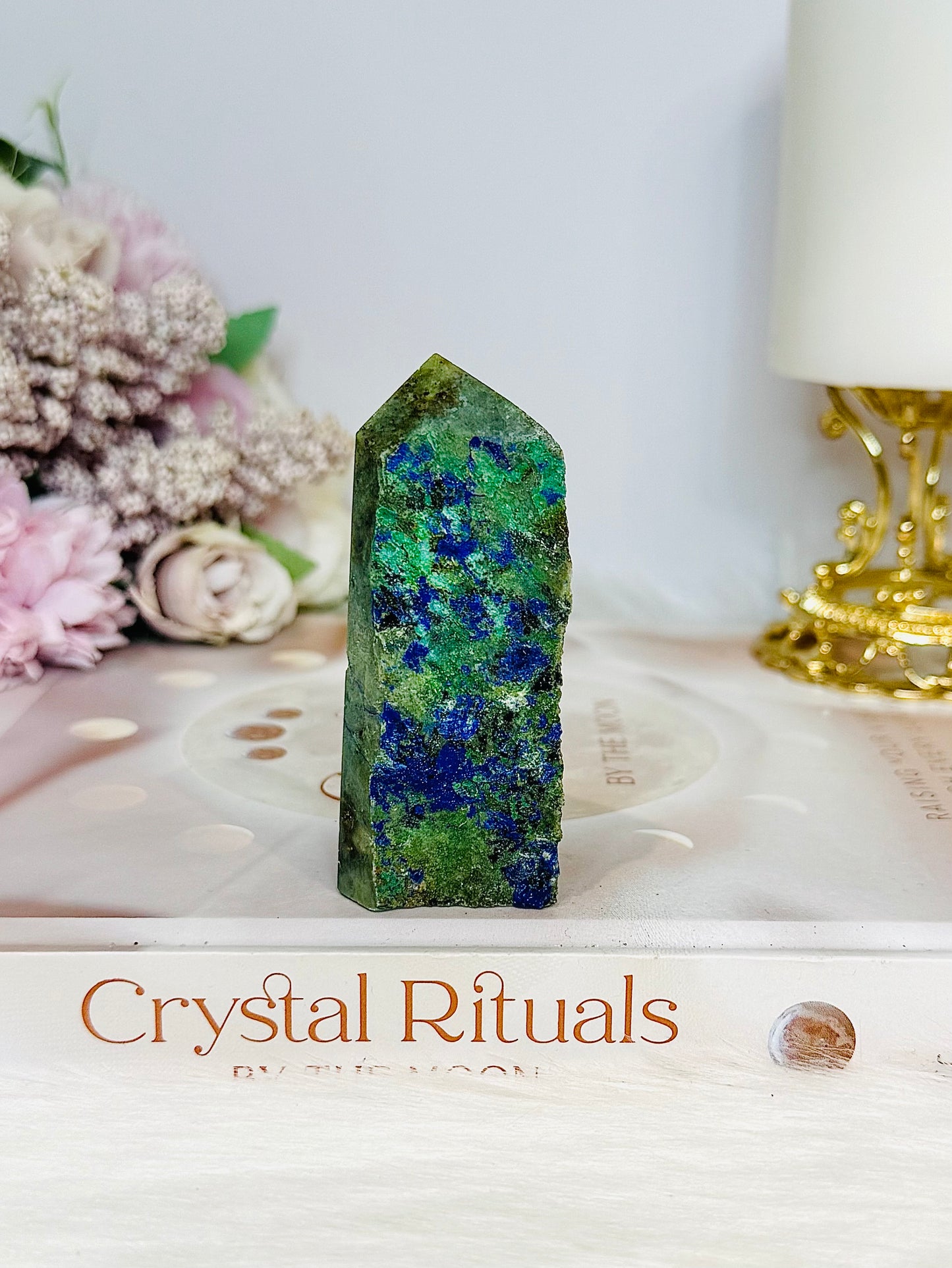 Azurite with Malachite Rough Tower 7.5cm