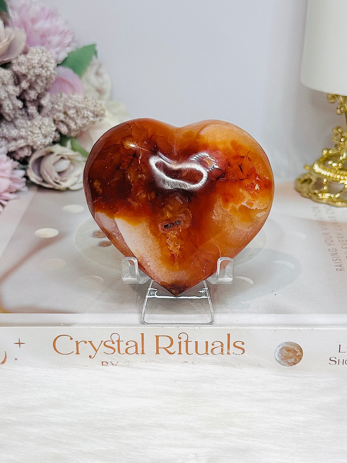 Carnelian Puffy Heart on Stand 220g
