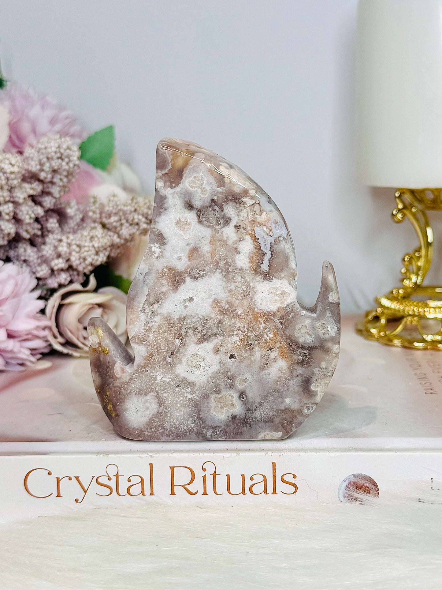Druzy Flower Agate Fire Flame 10cm